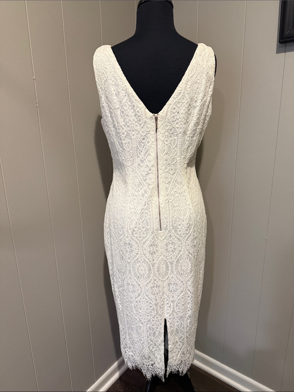 Adrianna Papell Ivory Lace Sleeveless Midi Sheath Dress - Picture 3 of 6